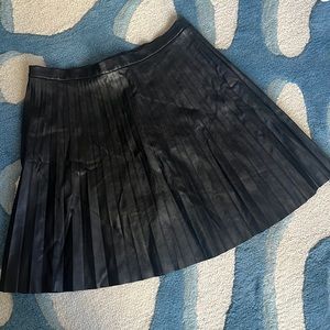 J. Crew Leather Pleated Skirt